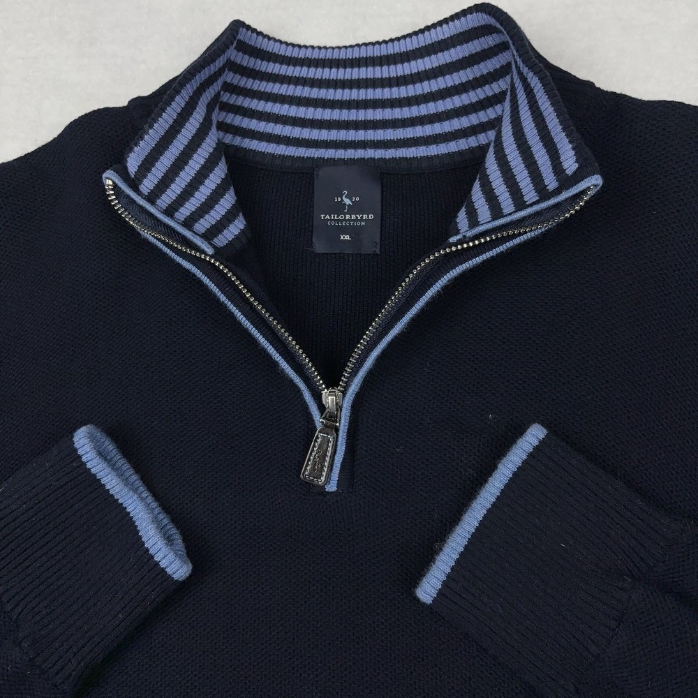 TailorByrd 1/4 Zip Sweater Men's Large (TAG XXL) Dark Blue Pullover Golf Preppy